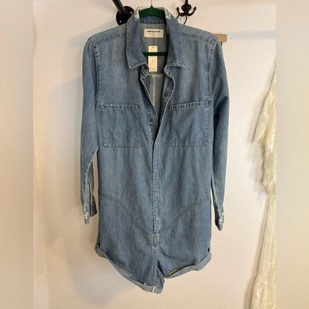 NWT One Teaspoon x Anthropologie Prophecy Denim Jumpsuit Romper Medium